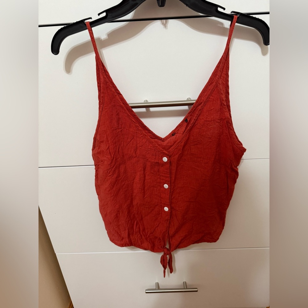 Red Button-Down Women's Top
